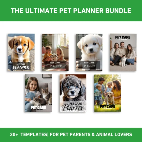 Pet Planner Templates Bundle – Printable Pet Care Organizer for Dogs and Cats